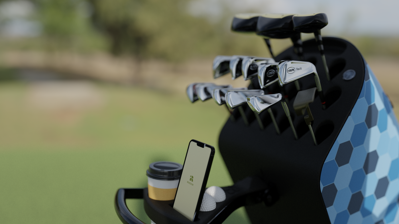 Sac de golf + chariot - Collection Rovestar - Jaune / Vert